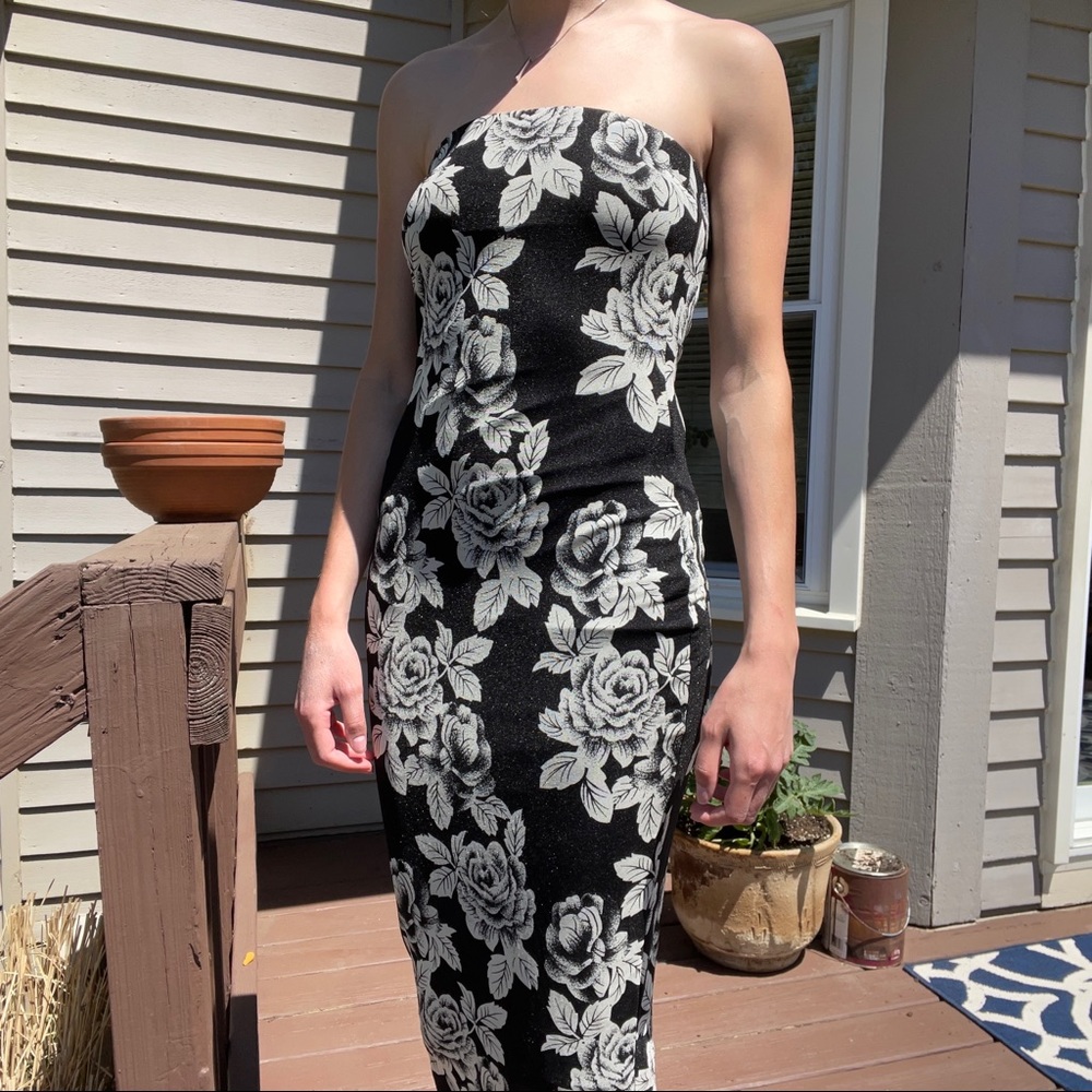 Strapless Floral Summer Dress